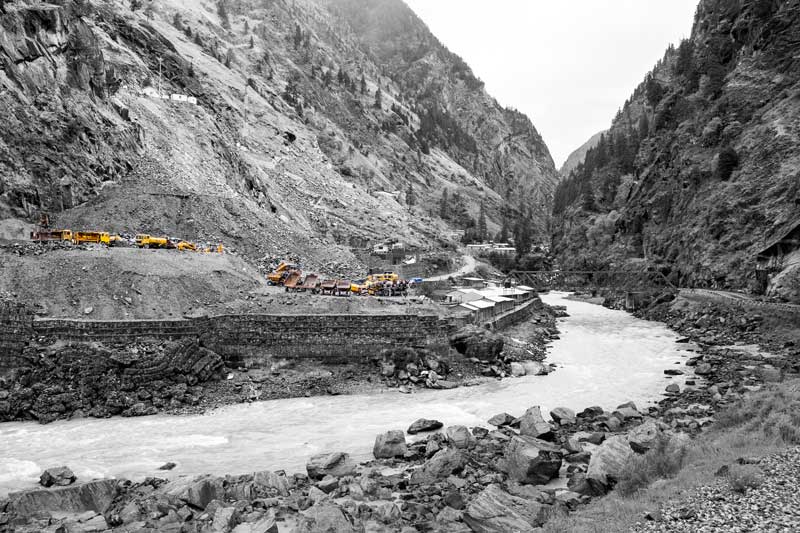 A suspended hydropower project planned on river Bhagirathi in Uttarkashi district, Uttarakhand